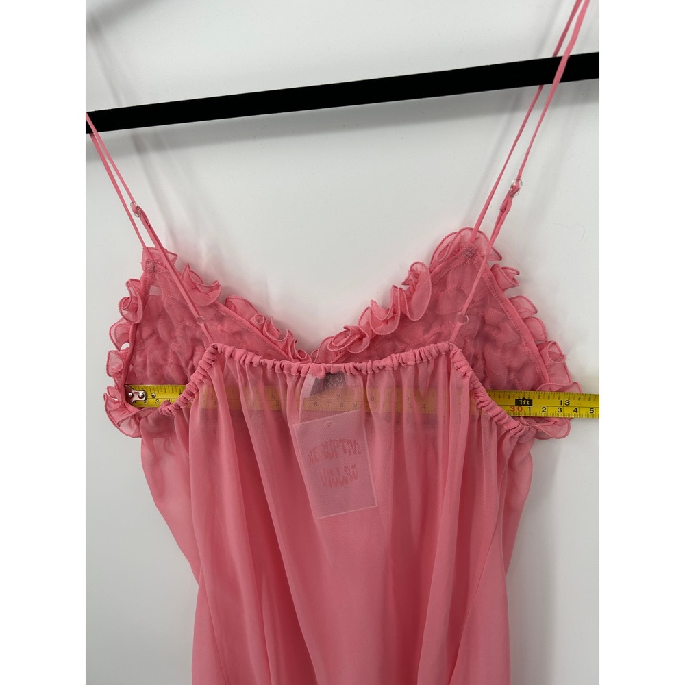 La Senza Lingerie Pink Ruffle Rosette Babydoll Chemise Sheer Nightgown Small - Picture 9 of 13
